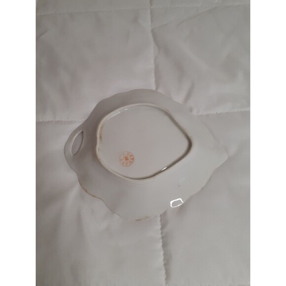 Vintage German Floral Porcelain Teardrop Shape Nut Candy Dish - Picture 2 of 6